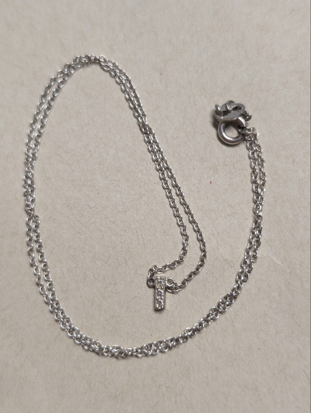 Dainty 925 Chain Necklace with Crystal Bar Pendant - Silver Three Diamonds